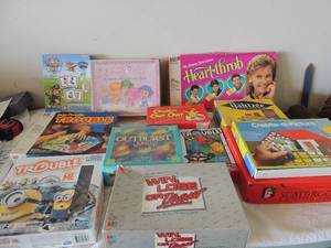 lot 67 image: Games- Win lose or draw, trouble x 2, cabbage patch pigtails and ponytails, heart throb dating game, yahtzee, outburst, create a pic