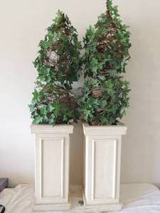 lot 91 image: 2 plant stands with greenery 22h x 10wide