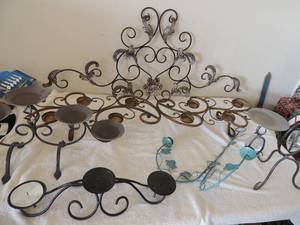 lot 98 image: Candle stands for hearth or wall dcor