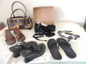 lot 114 image: COACH PURSE, 6 pair of womens size 8 wedges
