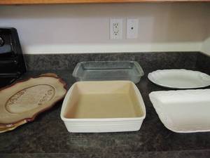 lot 135 image: Large decor platter May peace and love fill this home pampered chef clay oven safe baking dish 1.5 qt. Pyrex oven glass pan oval platter porcelain square platter