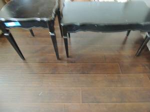 lot 12 image: BLACK FRENCH PROVENCIAL  END table 22x22x24  and Coffee table 20 deep x 39L x 21 T