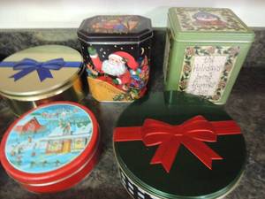 lot 156 image: Large lot of Christmas tins  9 total with lids