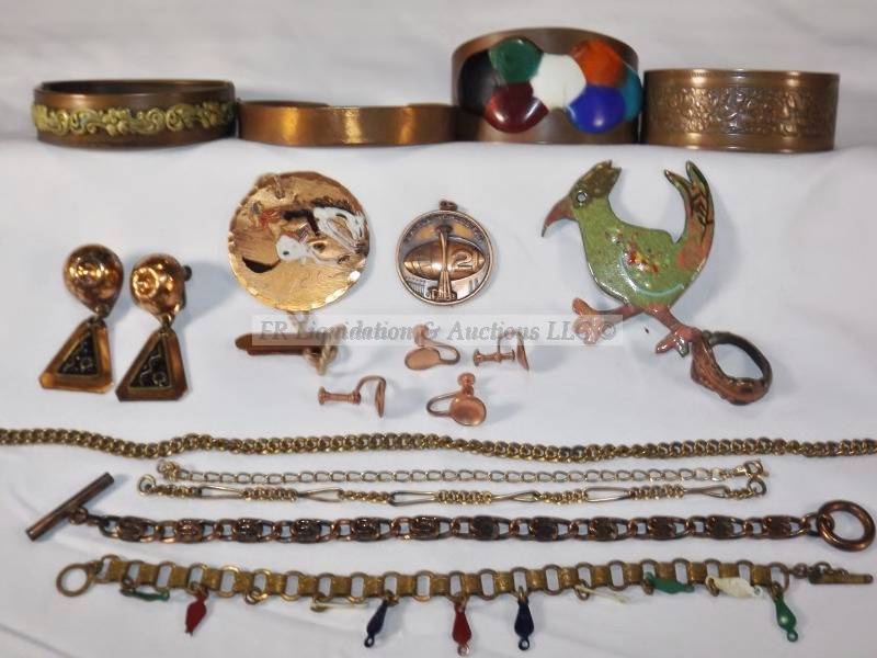 lot 96 image: Copper, bracelet, earrings, jewelry