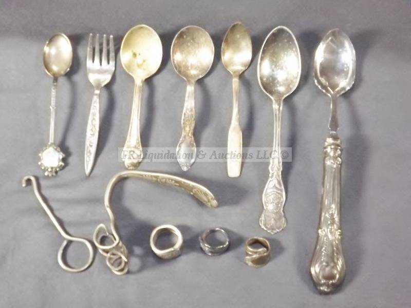 lot 97 image: Silver plate, bracelet, spoon, Gerber, repousse, ring, jewelry