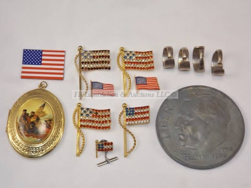lot 105 image: Patriotic, jewelry, rhinestone, coin