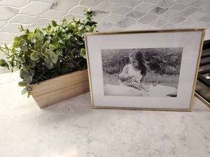 lot 38 image: Frame & Faux Plant in Wooden Container