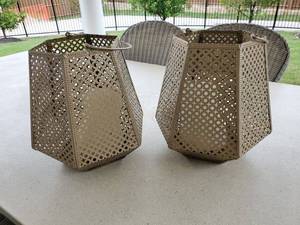 lot 71 image: Lattice Metal Candle Holders