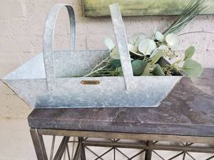 lot 77 image: Metal Carrier by Hearth & Hand with Magnolia with Faux Stems