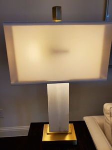 lot 81 image: Uttermost Athanas White Alabaster Double Shade Table Lamp