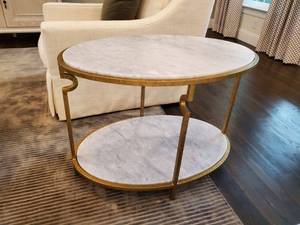 lot 87 image: Bassett Tiered Marble and Metal Side Table