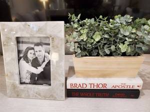 lot 90 image: Marble Frame, Faux Plant & Books