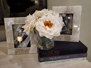 lot 91 image: Marble Frames, Books & Faux Flowers