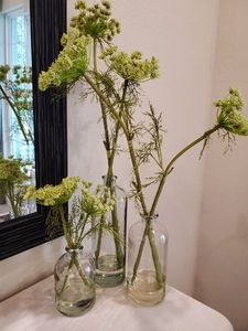 lot 101 image: 3 Glass Vases with Faux Flower Stems