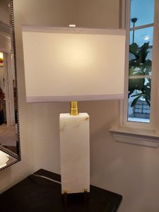 lot 119 image: Marble Table Lamp with Square Shade