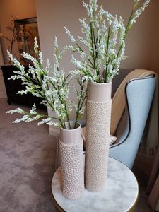 lot 124 image: Caplin Round Textured Ceramic Vases with Faux Stems