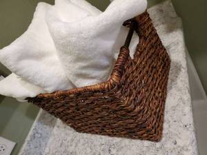 lot 148 image: Wicker Basket with Threshold Bath Towels