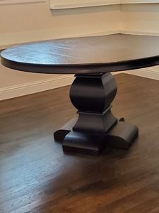 lot 160 image: Round Wood Pedestal Table