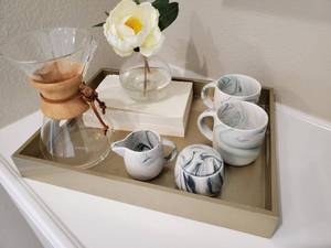 lot 170 image: World Market Tray, Chemex Pour-Over Glass Coffeemaker & More