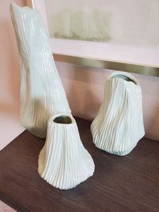 lot 175 image: Selina Wavy Mint Green Ceramic Vases