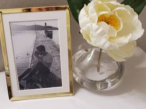 lot 186 image: Ikea Frame with Faux Flower in Glass Vase