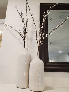 lot 197 image: Pair of Threshold Vases with Faux Pussy Willow Branches
