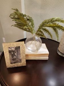 lot 220 image: Frame, Faux Fern Stems & Books
