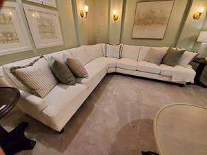 lot 230 image: Linen Blend Sectional Sofa by Distinctions
