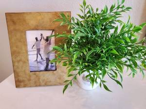 lot 265 image: Threshold Brass Frame with Faux Plant