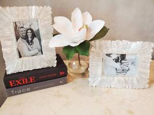 lot 126 image: Tozai Home Crystal Frames, Faux Flowers & 2 Books