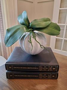 lot 20 image: Faux Stem in Ceramic Vase & Books
