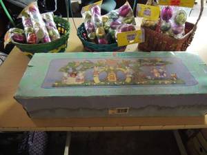 lot 118 image: 3 new Easter baskets with packs plastic eggs nip chrome color 10 packs Easter jubilee NIB