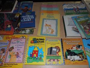 lot 120 image: Large lot of childrens books- precious memories, June B., Moving on school bus, littles peoples guide to the big world, nursery rhymes