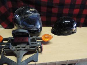 lot 152 image: Harley Davidson helmet size small   Arai helmet     Motor cycle tail light assembly