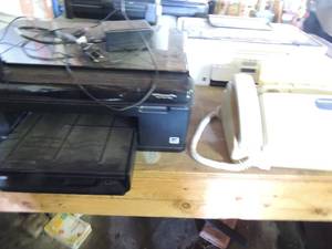 lot 32 image: Sharp UX-3555L fax, HP printer, dell 2000 copier, brothers 8z2800 copierprinter no cords. All unknown working condition