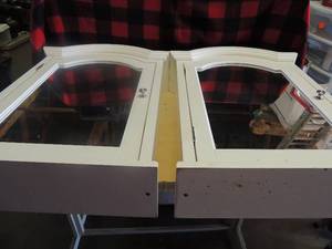 lot 161 image: 2 bathroom wall vanities  white with mirror 1 shelf inside