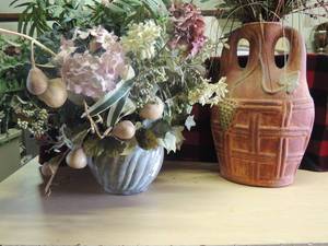 lot 182 image: 1 large pottery planters with grapevine design q plastic planter bath house rubber plants