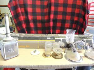 lot 239 image: light fixtures for bathroom, outside porch light, covers and lamp