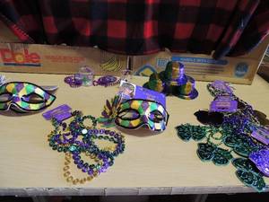 lot 19 image: Marti gras party supplies - BEADS,  MASKS, HATS  NEW