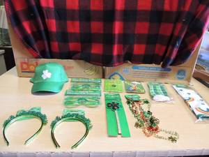 lot 21 image: ST. Patricks day party supplies- hats, socks, key chains, glasses, neckties, beads and more all  NEW