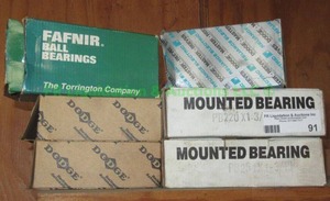 lot 91 image: Fafnir & Dodge mounted bearings, never used in original boxes