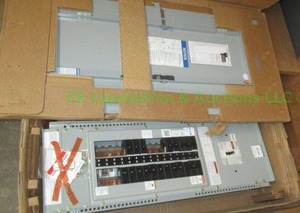 lot 100 image: Eaton Pow-R-Line 1a lighting panelboard with integrated breakers, metering, and surge protection, New in box