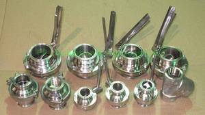 lot 341 image: Cherry Burrel food grade polished stainless steel gate valves