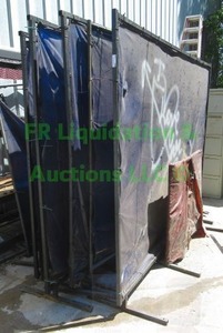 lot 346 image: Metal frame portable welding curtains and parts