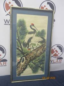 lot 42 image: CHINESE BRUSH PAINTING FRAMED WITH RED STAMP&nbsp28 H X 16 L&nbsp