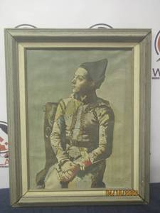 lot 45 image: PABLO PICASSO -THE SEATED HARLEQUIN&nbsp 1923 IN VINTAGE WOOD&nbsp FRAME&nbsp 30 H X 24 LSIGNED &amp DATED&nbsp