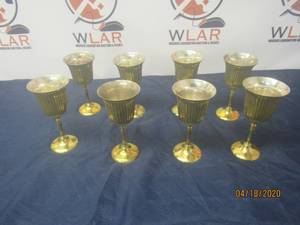 lot 49 image: TOTAL OF 8 VINTAGE&nbsp ARTWARE BRASS WINE GOBLETS MADE IN INDIA&nbsp