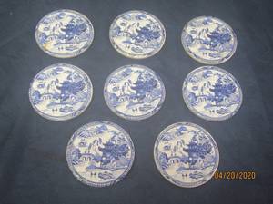 lot 61 image: TOTAL OF 8VINTAGE BLUE WILLOW DRINK COASTERS&nbsp