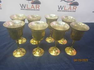 lot 64 image: VINTAGE BRASS WINE GOBLETS MADE IN INDIA&nbsp