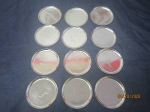 lot 85 image: TOTAL OF 12 STAINLESS STEEL DRINK COASTERS WITH FLOWER&nbsp&nbsp
